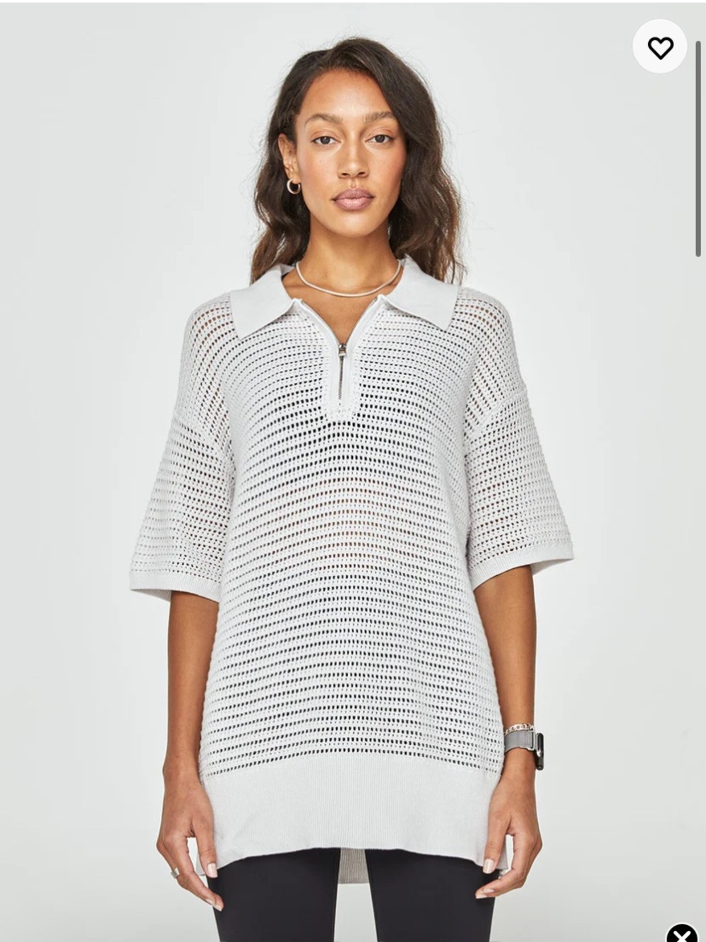 Varley Women’s Clayton Mesh Knit Cream Polo Sz XS - Picture 8 of 9